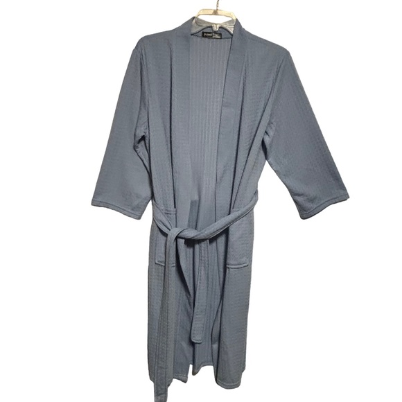 Suimo Square Waffle Wrap Robe Light Blue 3/4 Sleeves W/ belt XL LIKE NEW - Picture 3 of 11